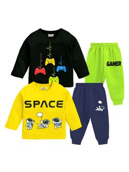 Kuchipoo - Multi-Color Printed T-shirts and Joggers (Set of 4)