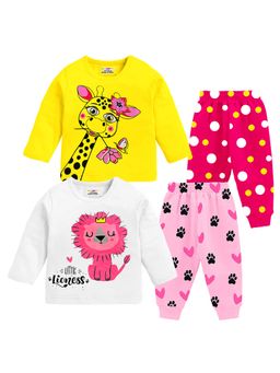 Kuchipoo - Multi-Color Printed T-shirts and Joggers (Set of 4)