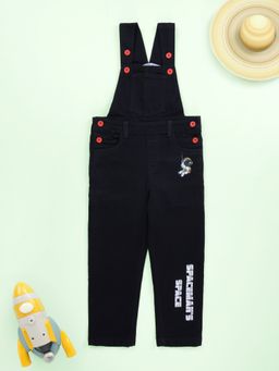 KiddoPanti - Black Printed Dungaree