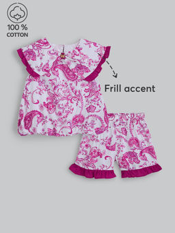 Hopscotch - Girls Pink Floral Top with Shorts