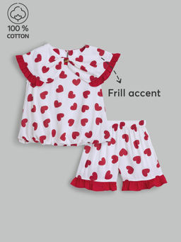 Hopscotch - Girls Heart Printed Top with Shorts