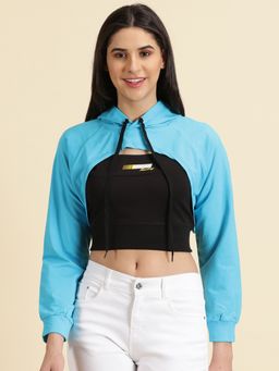 SHOWOFF - Womens Hooded Solid Blue Sweatshirt