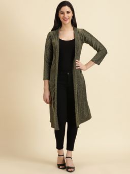 SHOWOFFFF - Womens Longline Glitter Green Shrug