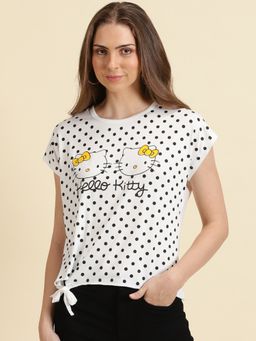 SHOWOFF - Womens Round Neck Printed White Regular Top