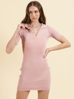 SHOWOFF - Womens Mini Solid Bodycon Pink Dress