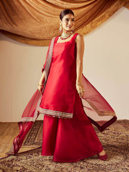 Roze - Nisa Red Kurta (Set of 3)