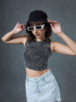 Bewakoof - Women's Black Slim Fit Short Top