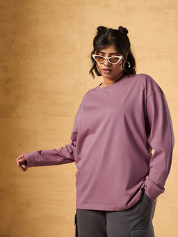 Bewakoof - Women's Purple Oversized Plus Size T-shirt
