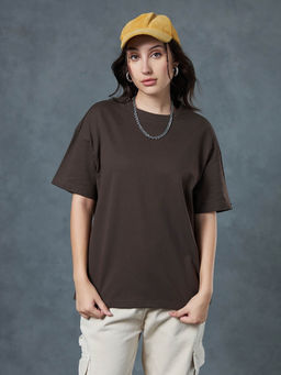Bewakoof - Heavy Duty 1.0 Women's Brown Oversized T-shirt