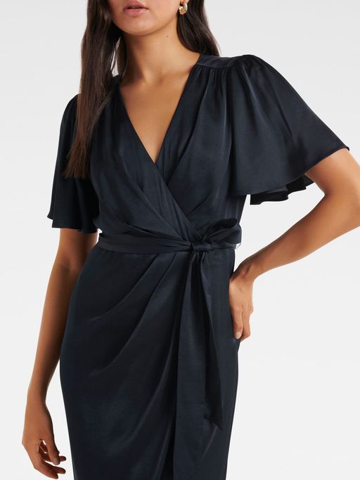 carolina satin midi dress Carolina Shoulder Strap Tie Satin Midi Dress Dusty Rose / L