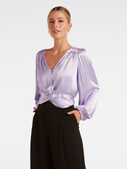 Forever New - Olinda Crop Satin Twist Blouse