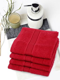 KOPA - Quick Dry 100% Cotton Soft Terry Towel -4Pc Face Towel D'Ross Solid-Red