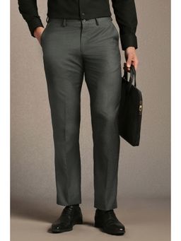 Louis Philippe - Men Grey Regular Fit Solid Formal Trousers