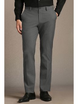 Louis Philippe - Men Grey Straight Fit Solid Formal Trousers