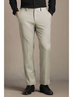 Louis Philippe - Men Beige Regular Fit Textured Formal Trousers