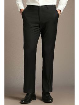 Louis Philippe - Men Black Regular Fit Textured Formal Trousers
