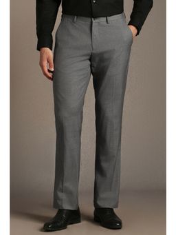 Louis Philippe - Men Grey Regular Fit Textured Formal Trousers