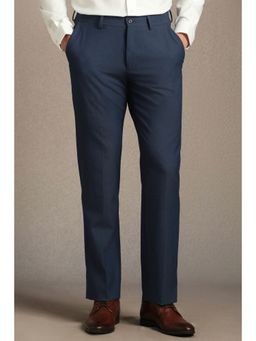 Louis Philippe - Men Navy Blue Regular Fit Solid Formal Trousers