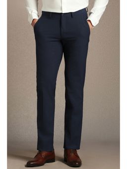 Louis Philippe - Men Navy Blue Regular Fit Solid Formal Trousers