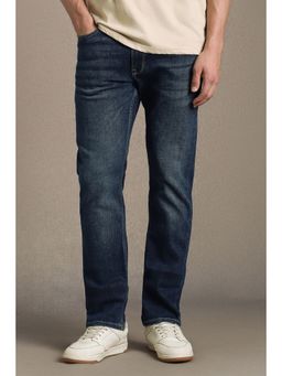 Louis Philippe - Men Navy Blue Mid Straight Fit Jeans