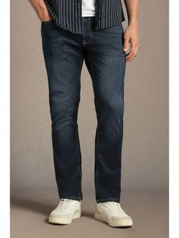 Louis Philippe - Men Navy Blue Mid Straight Fit Jeans