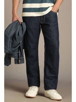 Louis Philippe - Men Navy Blue Mid Wash Regular Fit Jeans