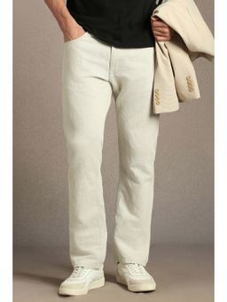 Louis Philippe - Men Off White Dark Wash Regular Fit Jeans