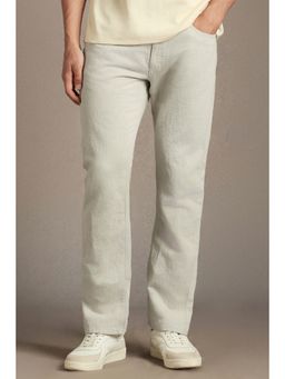 Louis Philippe - Men Off White Dark Wash Regular Fit Jeans