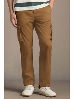 Louis Philippe - Men Brown Regular Fit Solid Casual Trousers