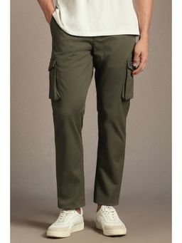Louis Philippe - Men Olive Regular Fit Solid Casual Trousers