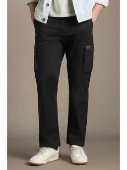 Louis Philippe - Men Black Regular Fit Solid Casual Trousers