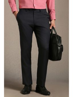 Louis Philippe - Men Black Straight Fit Solid Formal Trousers