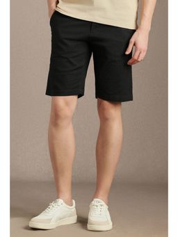 Louis Philippe - Men Black Solid Regular Fit Shorts