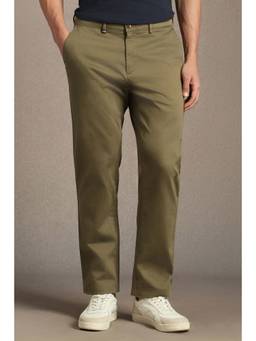 Louis Philippe - Men Olive Regular Fit Solid Casual Trousers