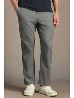 Louis Philippe - Men Grey Regular Fit Textured Casual Trousers