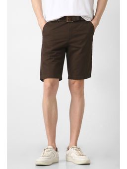 Peter England - Men Brown Solid Casual Shorts