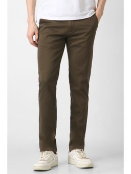 Peter England - Men Brown Solid Smart Straight Fit Trousers