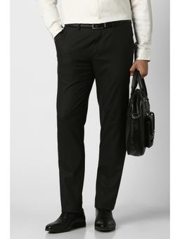 Peter England - Men Black Solid Trousers