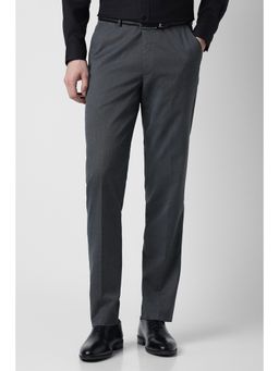 Peter England - Men Grey Solid Trousers