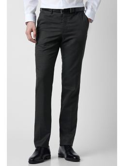 Peter England - Men Grey Textured Trousers