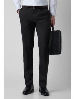 Peter England - Men Black Solid Trousers