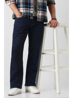 Peter England - Men Navy Blue Mid Wash Jeans