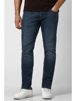 Peter England - Men Navy Blue Mid Wash Jeans