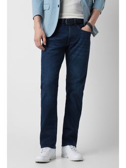 Peter England - Men Navy Blue Light Wash Jeans