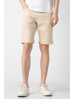 Peter England - Men Beige Solid Casual Shorts