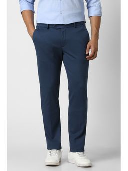 Peter England - Men Blue Textured Trousers