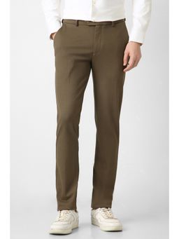 Peter England - Men Brown Textured Trousers
