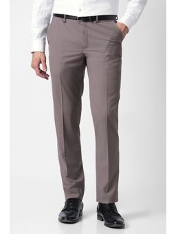 Van Heusen - Men Taupe Solid Straight Fit Trousers