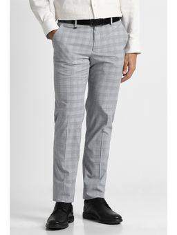 Van Heusen - Men Grey Check Straight Fit Trousers