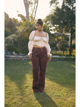Lea Clothing - Myrtle Brown High-Waisted Pants